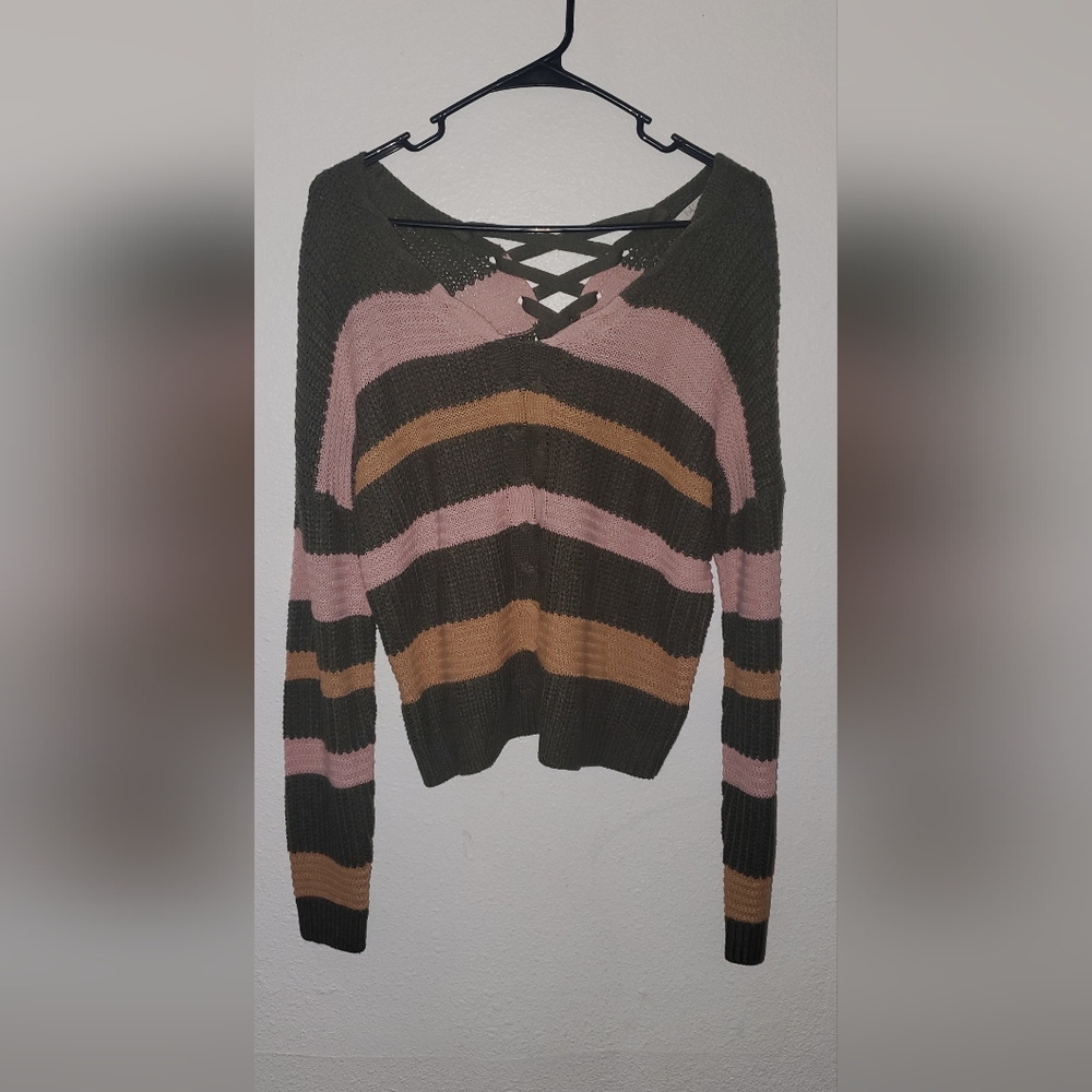 Striped Sweater with Crisscross Back